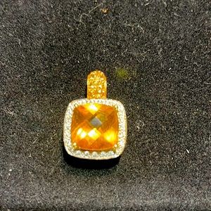 14 karat yellow gold CZ and citrine pendant